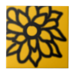 Cerâmica Azulejo de Flor de Arte Pop Amarela