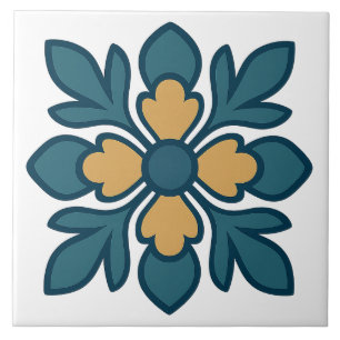 Cerâmica Azulejo de Flor de Louro Mediterrâneo