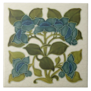 Cerâmica Azulejo de Flores Azuis Antiques Repro Art Nouveau