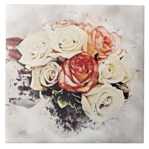 Cerâmica azulejo de flores de buquê