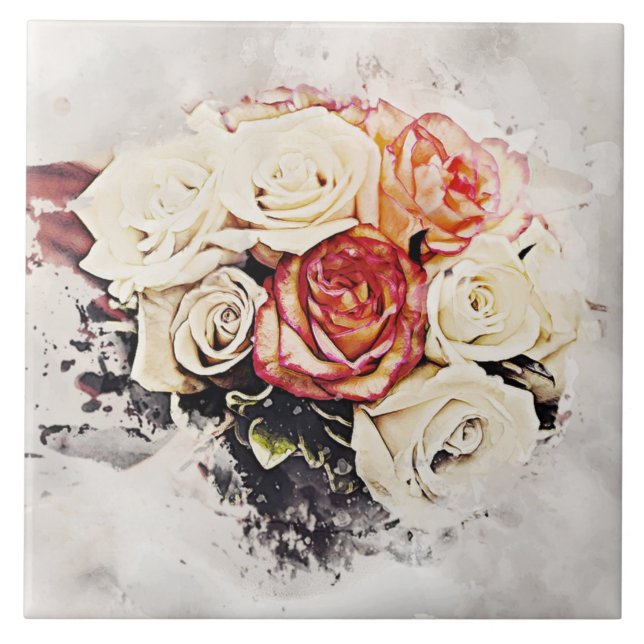 Cerâmica azulejo de flores de buquê (Frente)