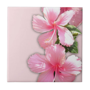 Cerâmica Azulejo de Flores de Hibiscus do Havaí rosa
