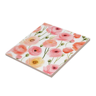 Cerâmica Azulejo de Flores de Papoila