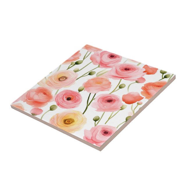 Cerâmica Azulejo de Flores de Papoila (Lateral)