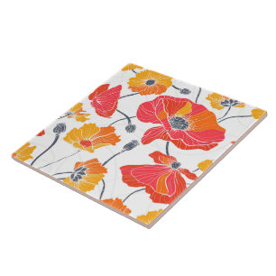 Cerâmica Azulejo de Flores de Papoila