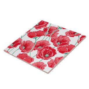 Cerâmica Azulejo de Flores de Papoila