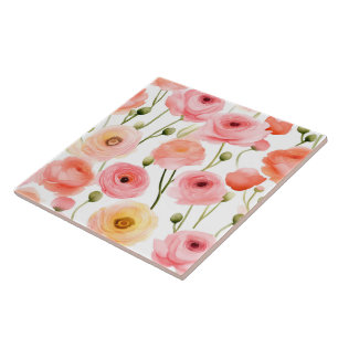 Cerâmica Azulejo de Flores de Papoila