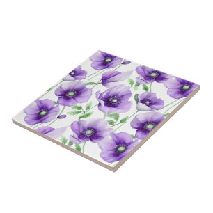 Cerâmica Azulejo de Flores de Papoila