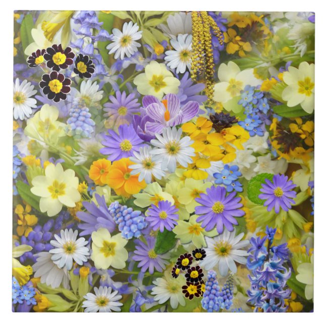 Cerâmica azulejo de flores de primavera (Frente)