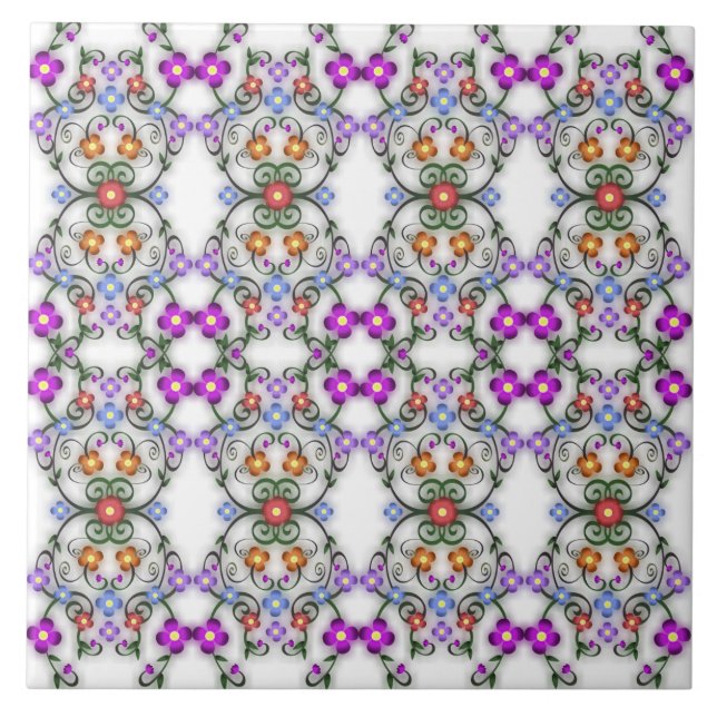 Cerâmica azulejo de flores ornamentais (Frente)