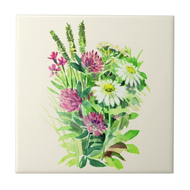 Cerâmica Azulejo de flores silvestres de verão (Frente)