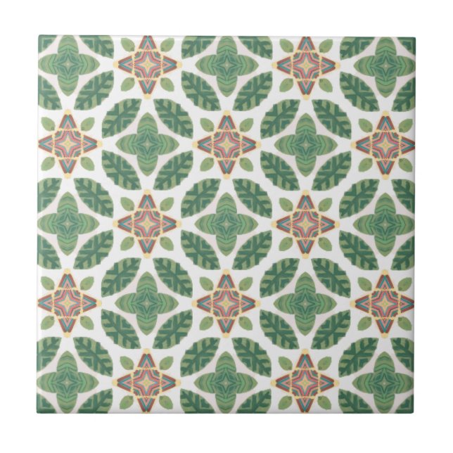 Cerâmica Azulejo de Folhas Verde (Frente)