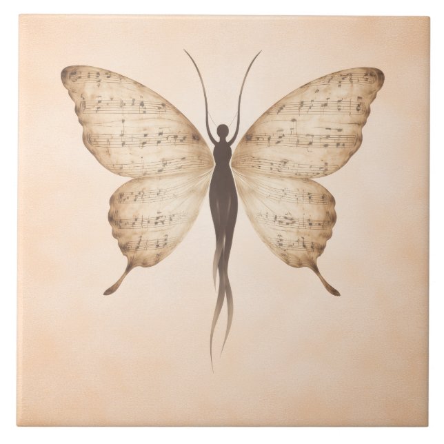 Cerâmica Azulejo de Forma de Borboleta Poética (Frente)