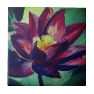 Cerâmica Azulejo de Fotografia de Desenho de Lotus Roxo