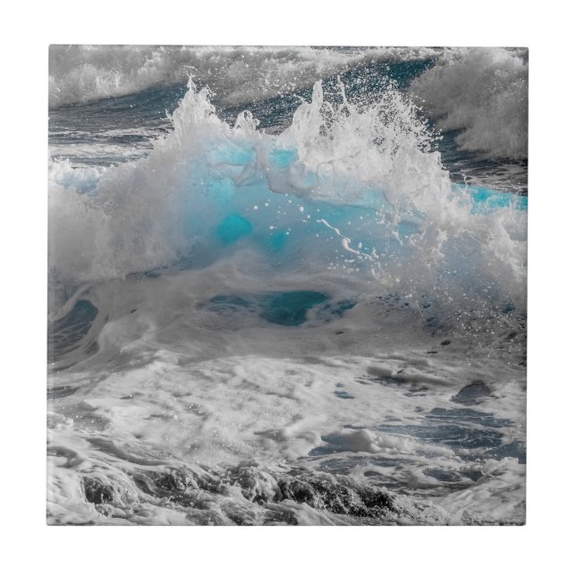 Cerâmica Azulejo de Fotos Cerâmicas de Ondas Marítimas (Frente)