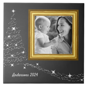 Cerâmica Azulejo de fotos da família natalícia BW / persona