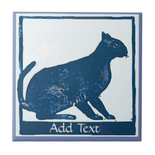 Cerâmica Azulejo de Gato Azul,adicionar texto