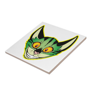 Cerâmica Azulejo de Gato de Cartoon Fluorescente