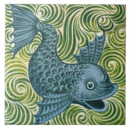 Cerâmica Azulejo de golfinho azul Wm De Morgan (voltado par