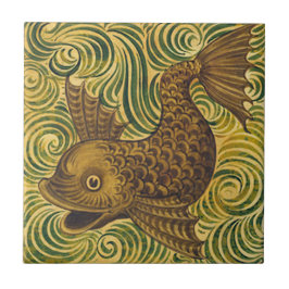 Cerâmica Azulejo de golfinhos William De Morgan Repro (vira