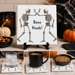 Cerâmica Azulejo de Halloween de Cabeças Ósseas