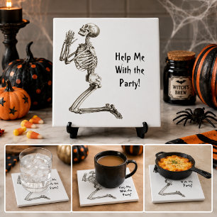 Cerâmica Azulejo de Halloween de oração do esqueleto