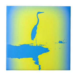 Cerâmica azulejo de herões amarelo e azul