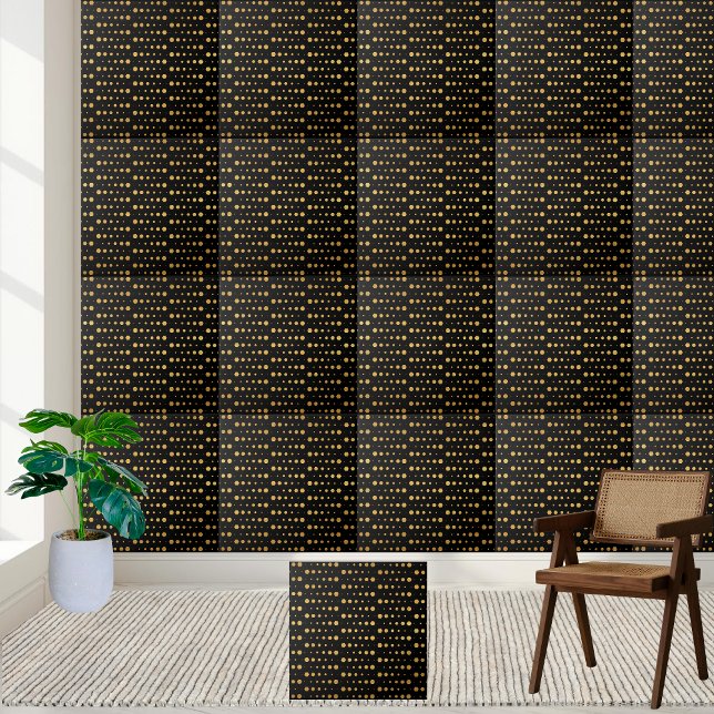 Cerâmica Azulejo de Hexágono Geométrico Dourado e Preto (Seamless Black and Gold Geometric Hexagon Tile)