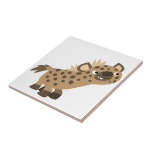 Cerâmica Azulejo de Hiena de Desenho Animado Curioso Fofo