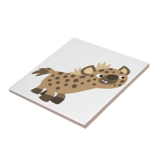 Cerâmica Azulejo de Hiena de Desenho Animado Curioso Fofo