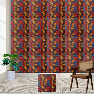 Cerâmica Azulejo de Impressão de cera africano preto