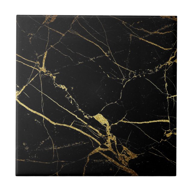 Cerâmica Azulejo de Impressão de mármore preto e Dourado co (Frente)
