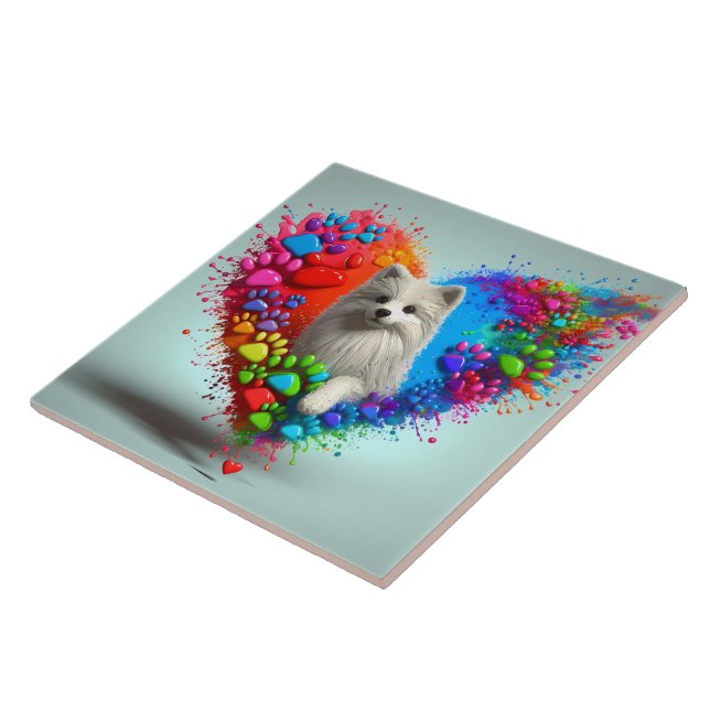 Cerâmica Azulejo de impressão de pata de cachorro para joga (Lateral)