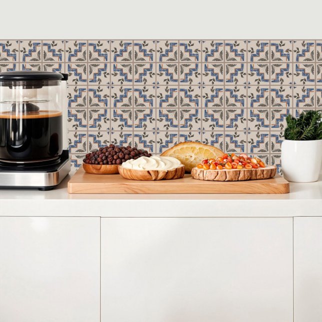 Cerâmica Azulejo de inspiração medieval com motivos botânic (Criador carregado)