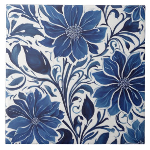 Cerâmica azulejo de jardim flor de índigo