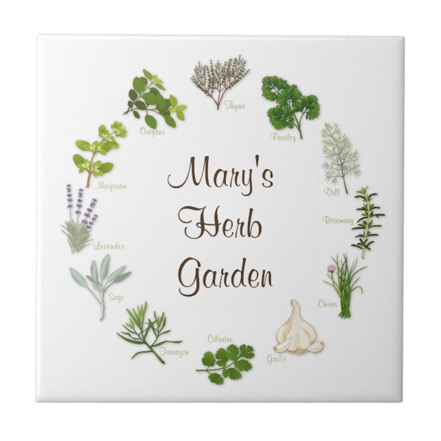 Cerâmica Azulejo de Jardim Herb Personalizado (Frente)