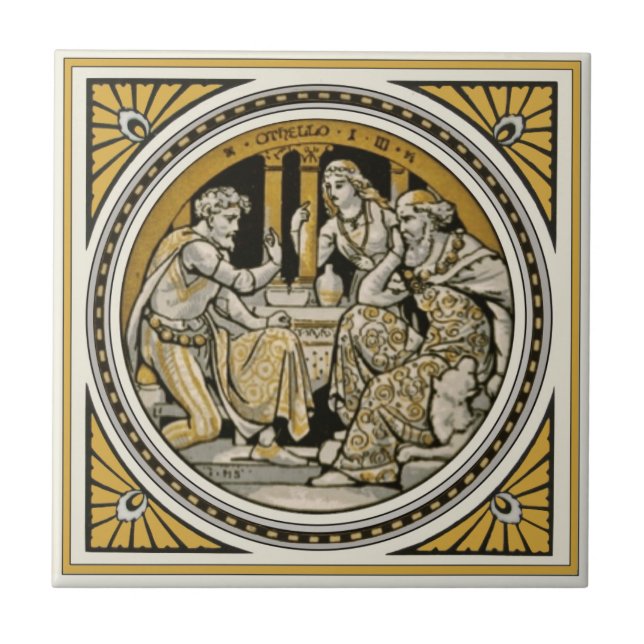 Cerâmica Azulejo de John Moyr Smith, Minton Shakespeare Oth (Frente)