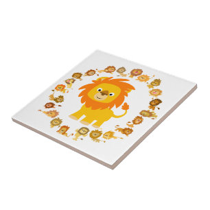 Cerâmica Azulejo de Leão Mandala de Cartoon Bonito