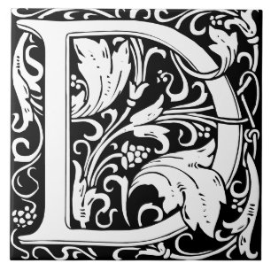 Cerâmica Azulejo de Letra D Monograma do Alfabeto Floral