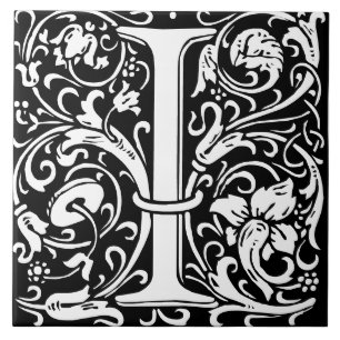 Cerâmica Azulejo de Letra Monograma do Alfabeto Floral I