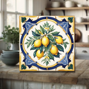 Cerâmica Azulejo de limão-cerâmico italiano Blue Majolica