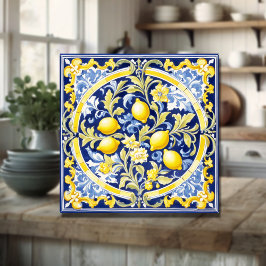 Cerâmica Azulejo de limão-cerâmico italiano Blue Majolica
