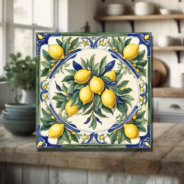 Cerâmica Azulejo de limão-cerâmico italiano Blue Majolica