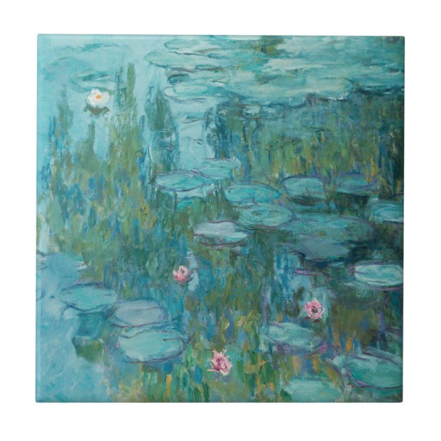 Cerâmica Azulejo de lírios (Claude Monet, 1915) (Frente)