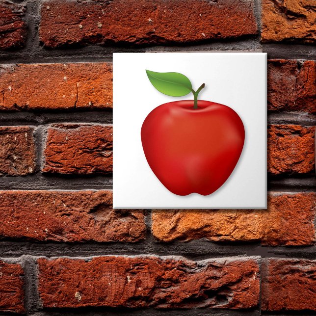 Cerâmica Azulejo de Maçã Vermelha Deliciosa (Red Delicious Apple Ceramic Tile for your home. An original drawing from my garden.)
