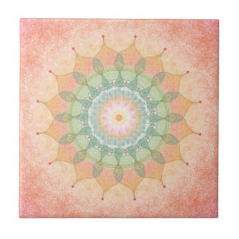 Cerâmica Azulejo de Mandala Geométrico Colorido - Obra Digi