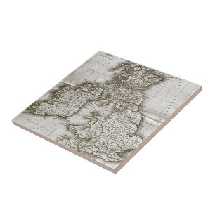 Cerâmica Azulejo de Mapa Antiquado e Trivet do Mundo Antigo