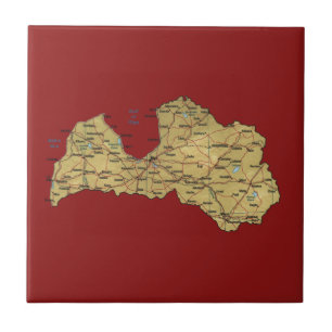 Cerâmica Azulejo de Mapa da Letónia