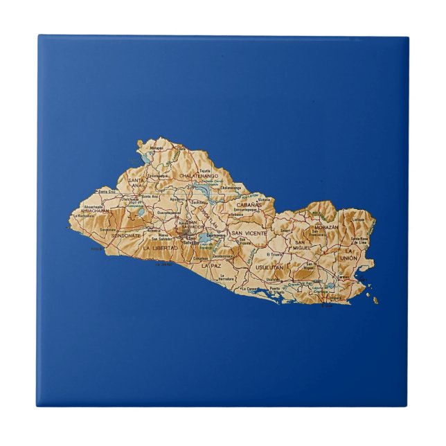 Cerâmica Azulejo de Mapa de El Salvador (Frente)