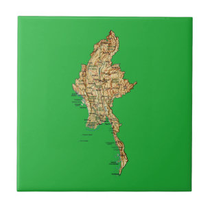 Cerâmica Azulejo de Mapa de Mianmar
